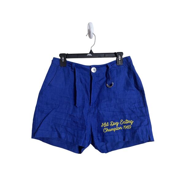 Fashion Brand Company Hotdog Eating Champiopn Linen Shorts Womans Small - Picture 1 of 7